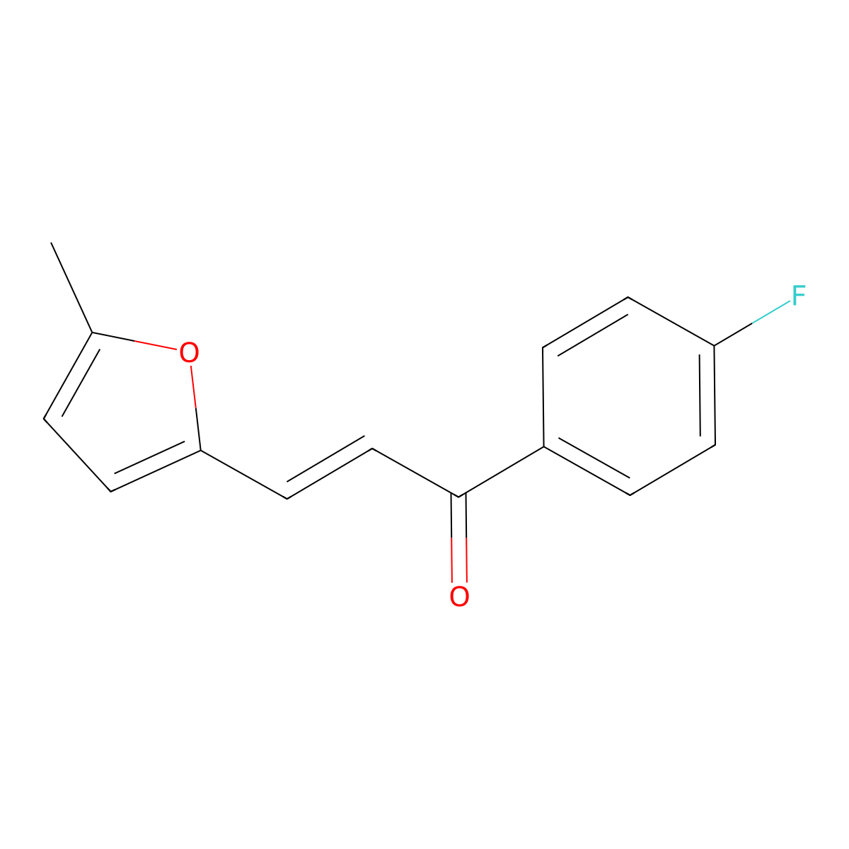 (2E)-1-(4-fluorophenyl)-3-(5-methylfuran-2-yl)prop-2-en-1-one molecular structure, CAS 77869-21-7