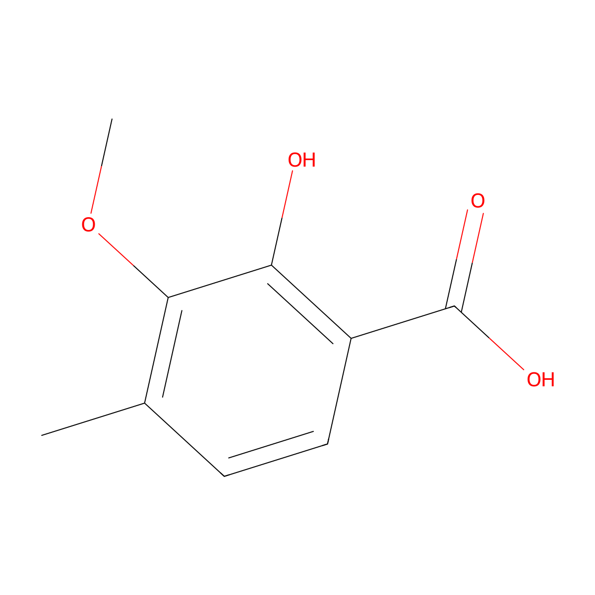 Benzoic acid, 2-hydroxy-3-methoxy-4-methyl- molecular structure, CAS 77869-40-0
