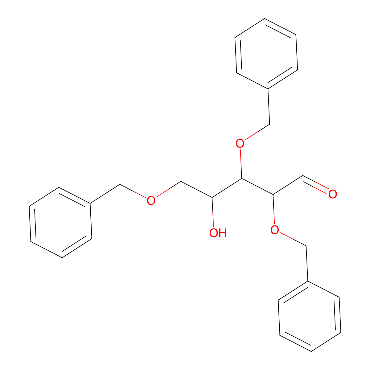 4-Hydroxy-2,3,5-tris(phenylmethoxy)pentanal molecular structure, CAS 77870-89-4
