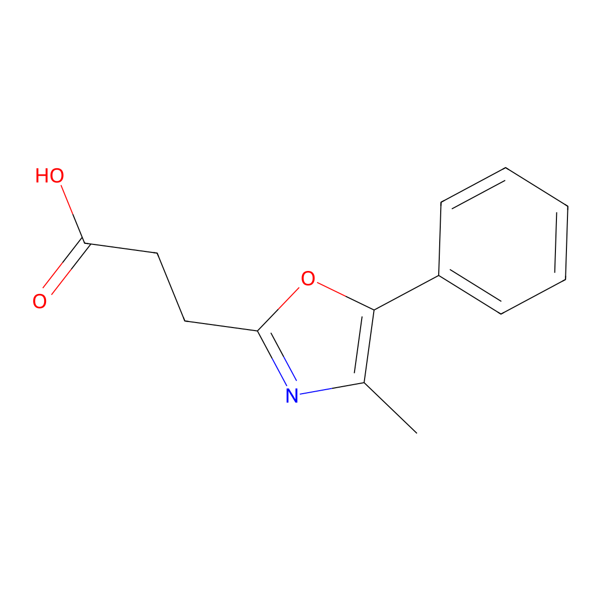 3-(4-Methyl-5-phenyl-1,3-oxazol-2-yl)propanoic acid molecular structure, CAS 77876-78-9