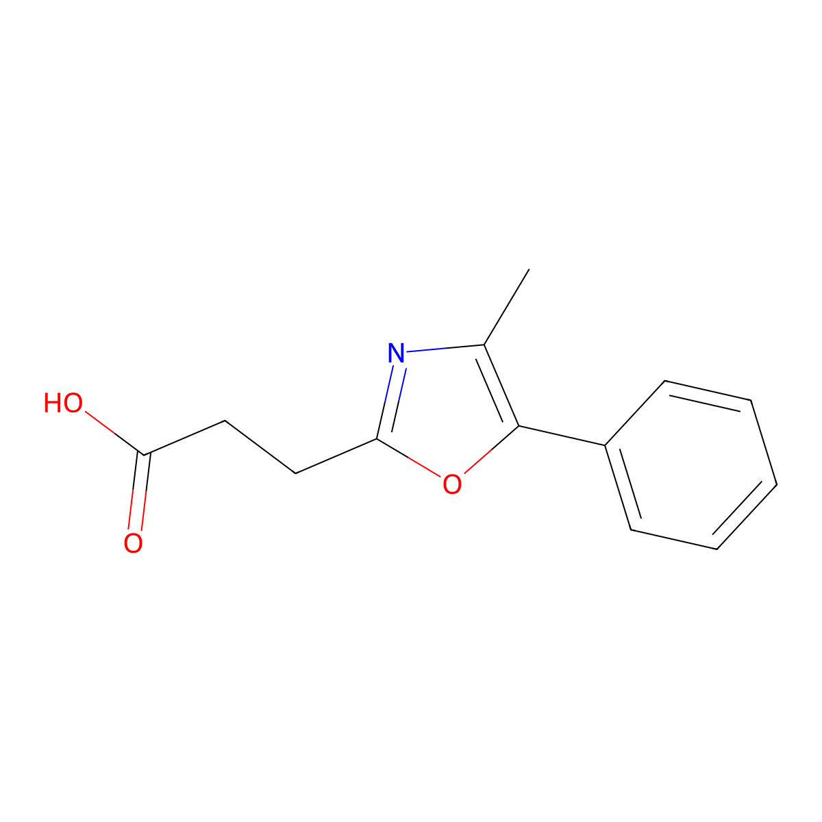 3-(4-Methyl-5-phenyl-1,3-oxazol-2-yl)propanoic acid molecular structure, CAS 77876-78-9