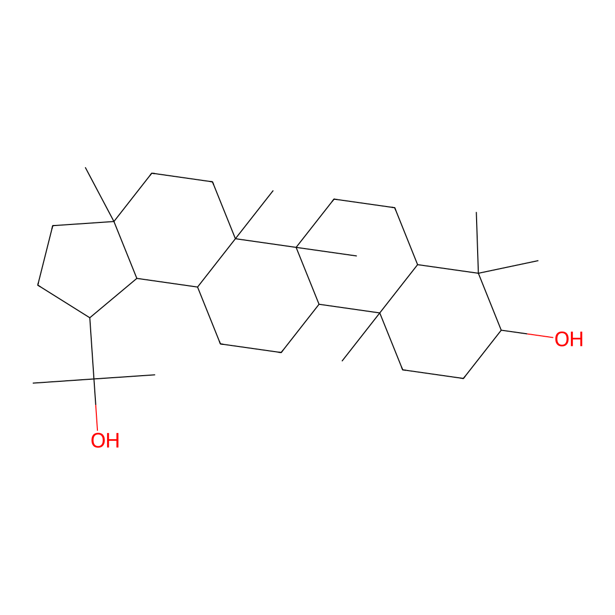(1R,3aR,5aR,5bR,9S,11aR,13aR)-1-(2-hydroxypropan-2-yl)-3a,5a,5b,8,8,11a-hexamethyl-1,2,3,4,5,6,7,7a,9,10,11,11b,12,13,13a,13b-hexadecahydrocyclopenta[a]chrysen-9-ol molecular structure, CAS 7788-20-7