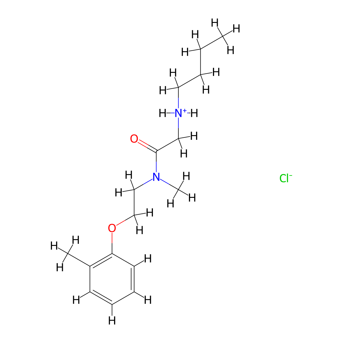 Acetamide, 2-(butylamino)-N-methyl-N-(2-(o-tolyloxy)ethyl)-, hydrochloride molecular structure, CAS 77883-42-2