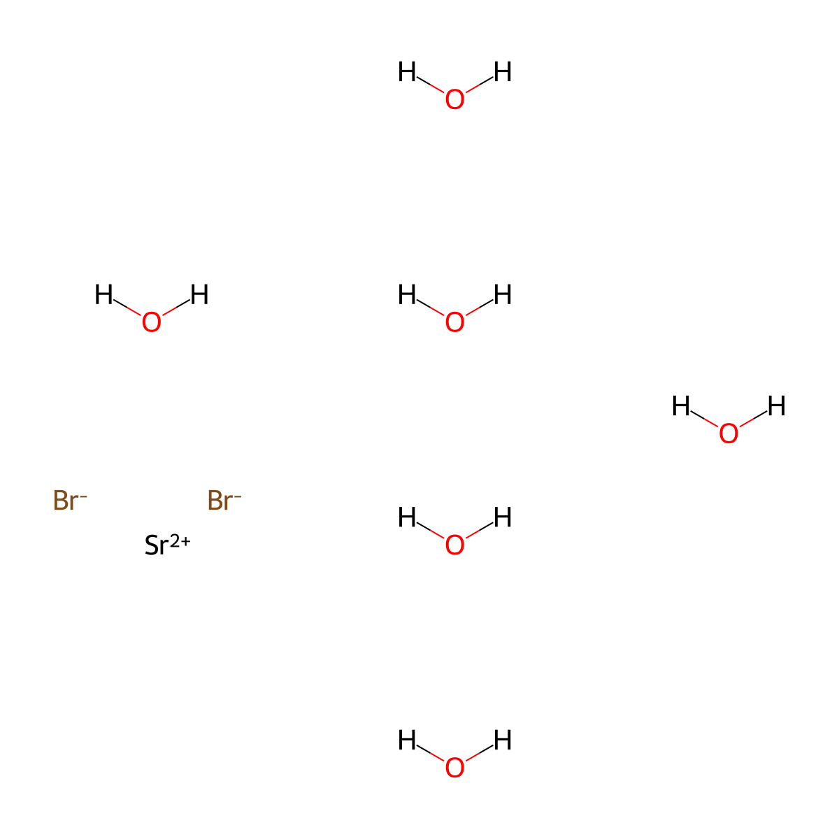 Strontium bromide hexahydrate molecular structure, CAS 7789-53-9