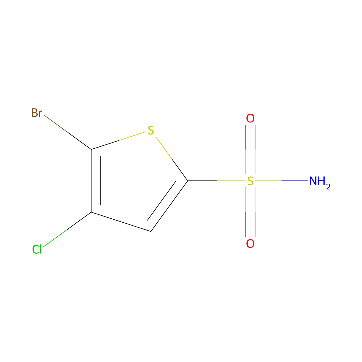5-Bromo-4-chlorothiophene-2-sulfonamide molecular structure, CAS 77893-75-5