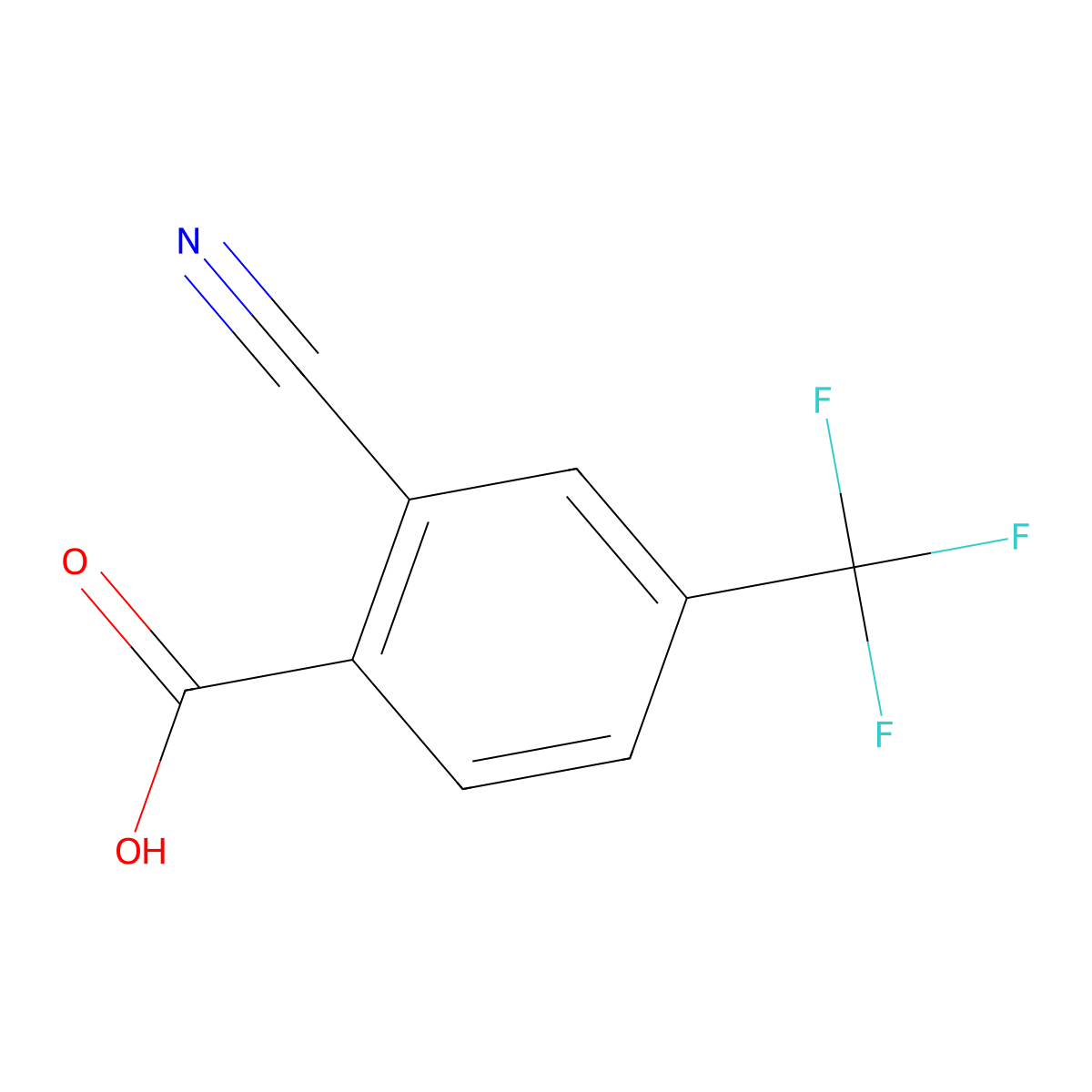 2-Cyano-4-(trifluoromethyl)benzoic acid molecular structure, CAS 779-16-8