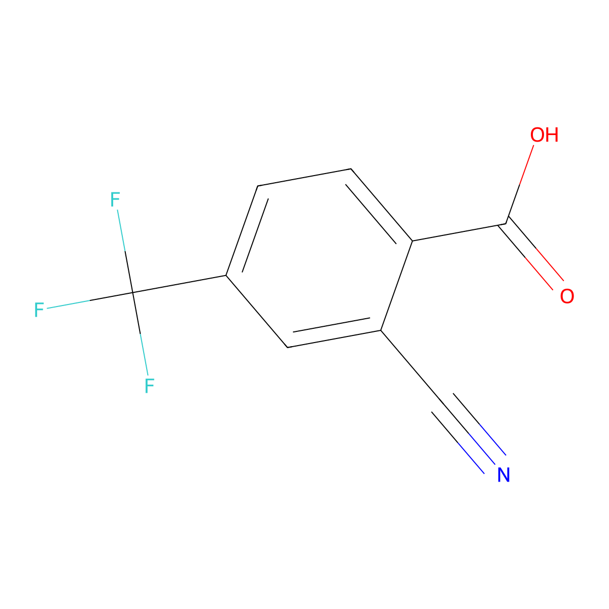 2-Cyano-4-(trifluoromethyl)benzoic acid molecular structure, CAS 779-16-8