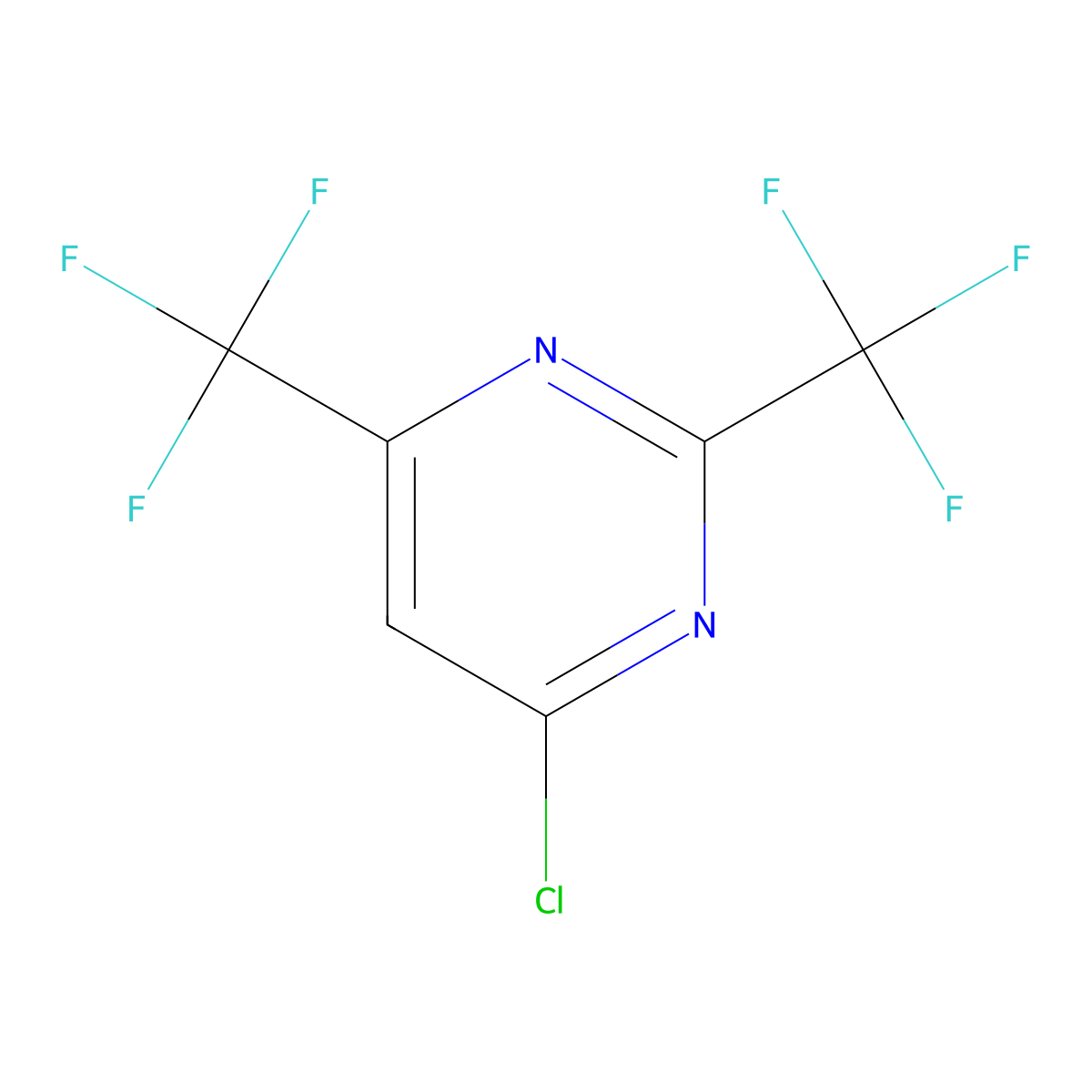 4-Chloro-2,6-bis(trifluoromethyl)pyrimidine molecular structure, CAS 779-86-2