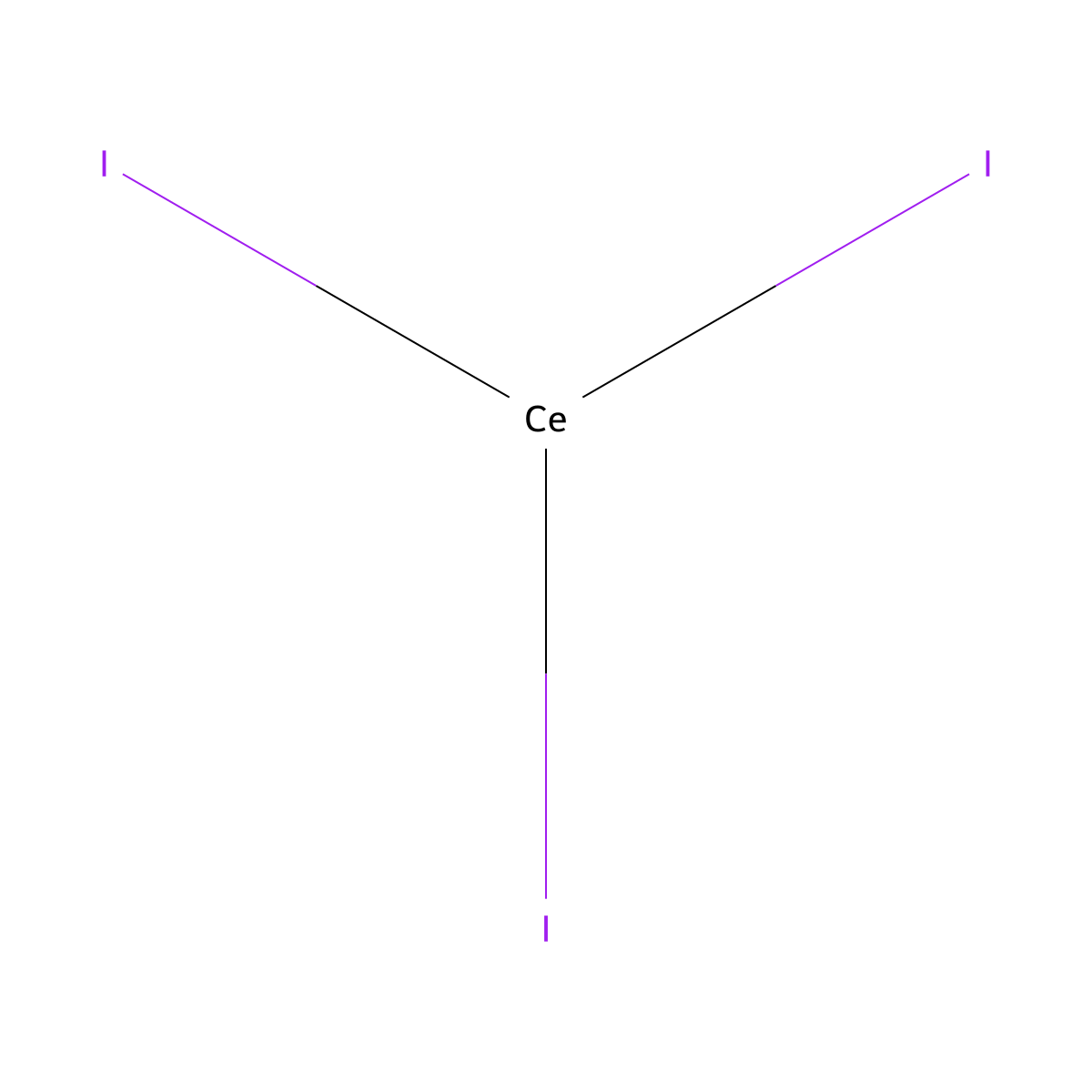 Cerous iodide molecular structure, CAS 7790-87-6