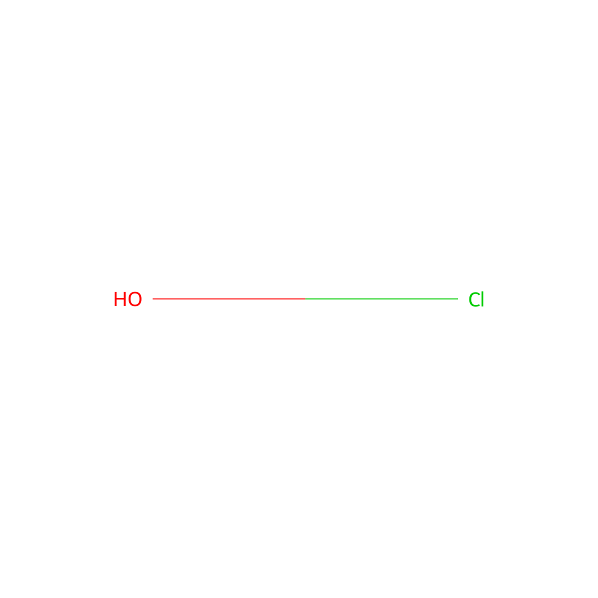 Hypochlorous Acid molecular structure, CAS 7790-92-3