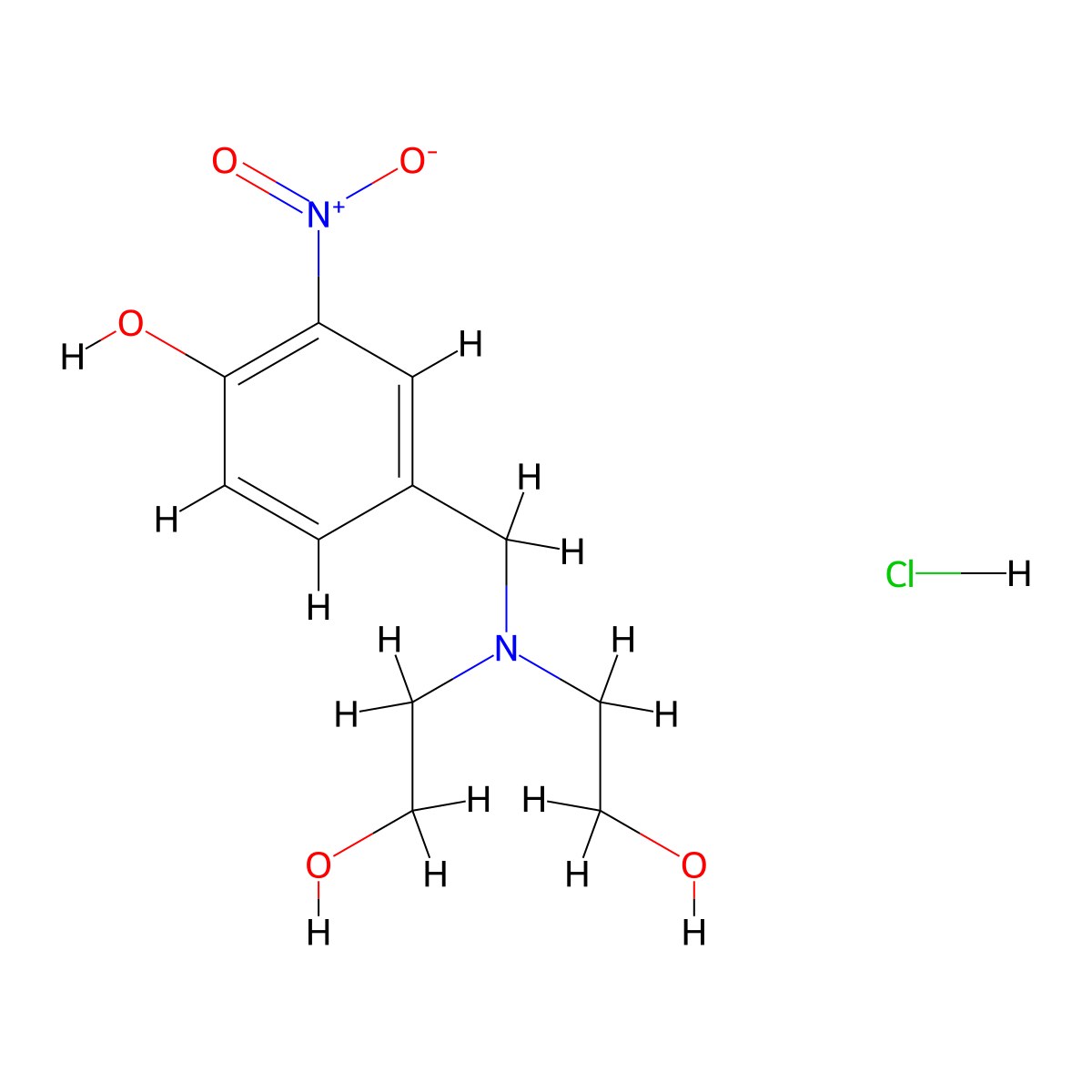 Phenol, 4-((bis(2-hydroxyethyl)amino)methyl)-2-nitro-, hydrochloride molecular structure, CAS 77905-44-3