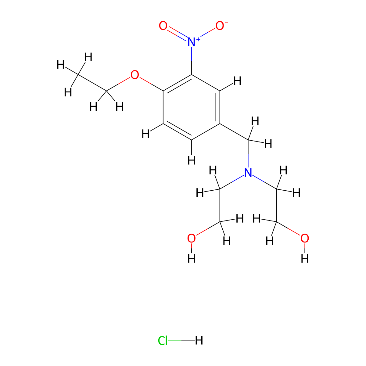 Ethanol, 2,2'-((4-ethoxy-3-nitrobenzyl)imino)di-, hydrochloride molecular structure, CAS 77905-46-5