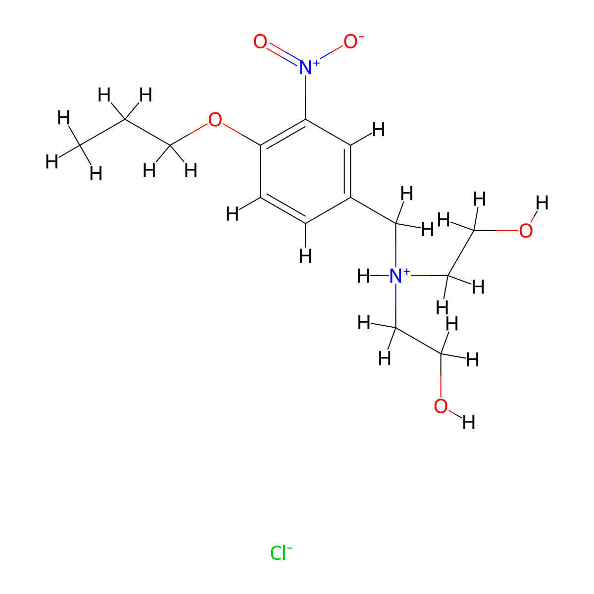 Ethanol, 2,2'-((4-propoxy-3-nitrobenzyl)imino)di-, hydrochloride molecular structure, CAS 77905-47-6