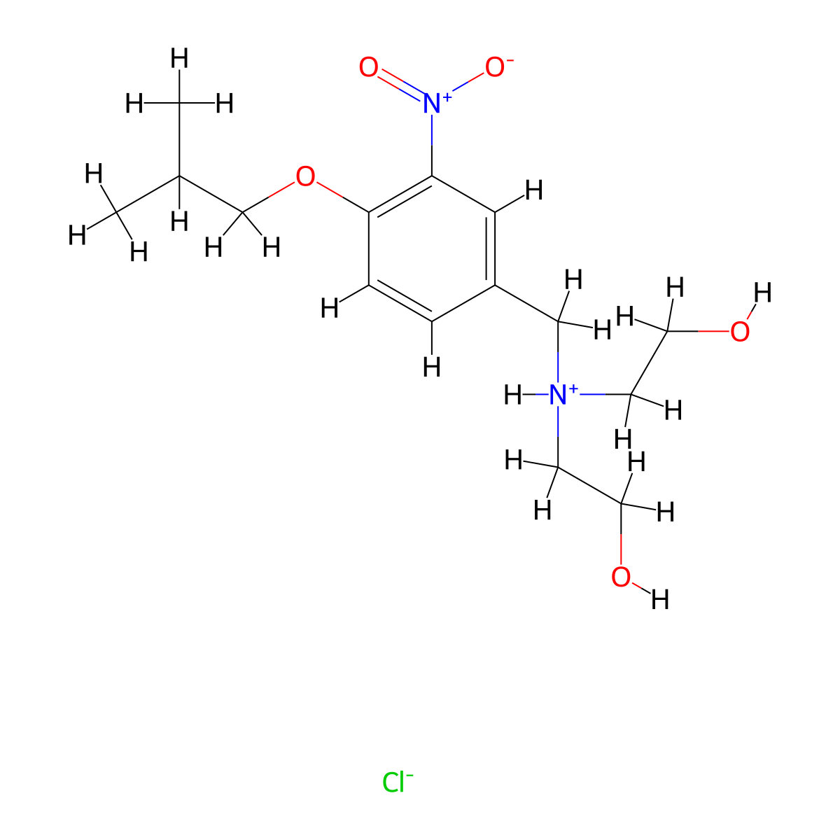 Ethanol, 2,2'-((4-isobutoxy-3-nitrobenzyl)imino)di-, hydrochloride molecular structure, CAS 77905-49-8
