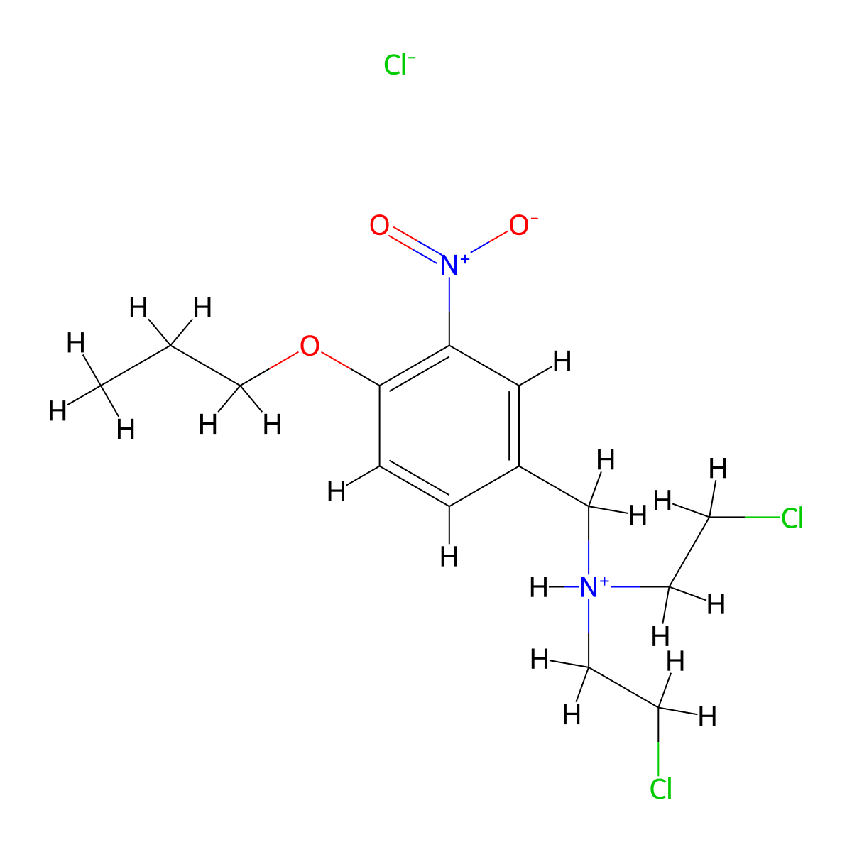 Benzylamine, N,N-bis(2-chloroethyl)-4-propoxy-3-nitro-, hydrochloride molecular structure, CAS 77905-53-4