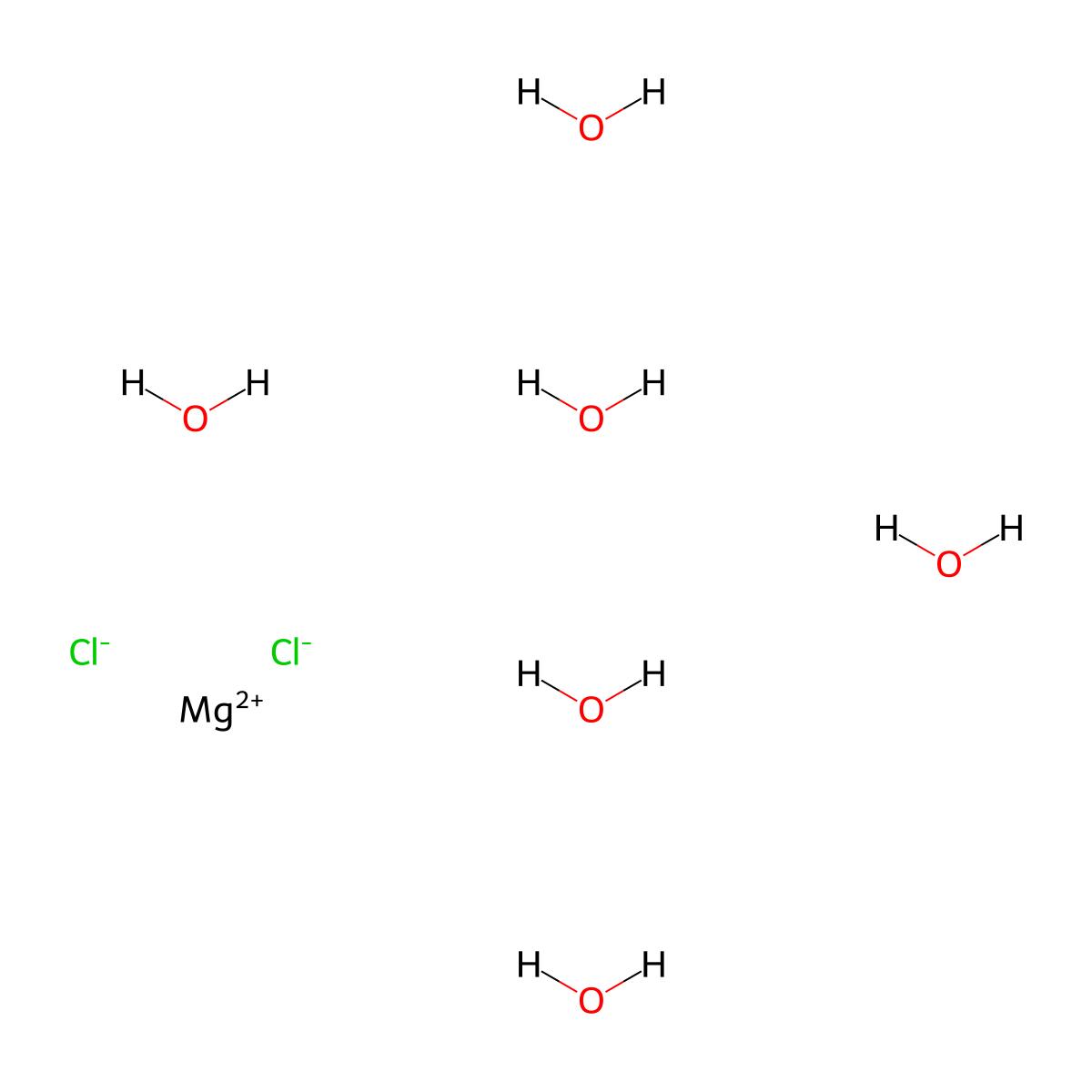 Magnesium chloride hexahydrate molecular structure, CAS 7791-18-6