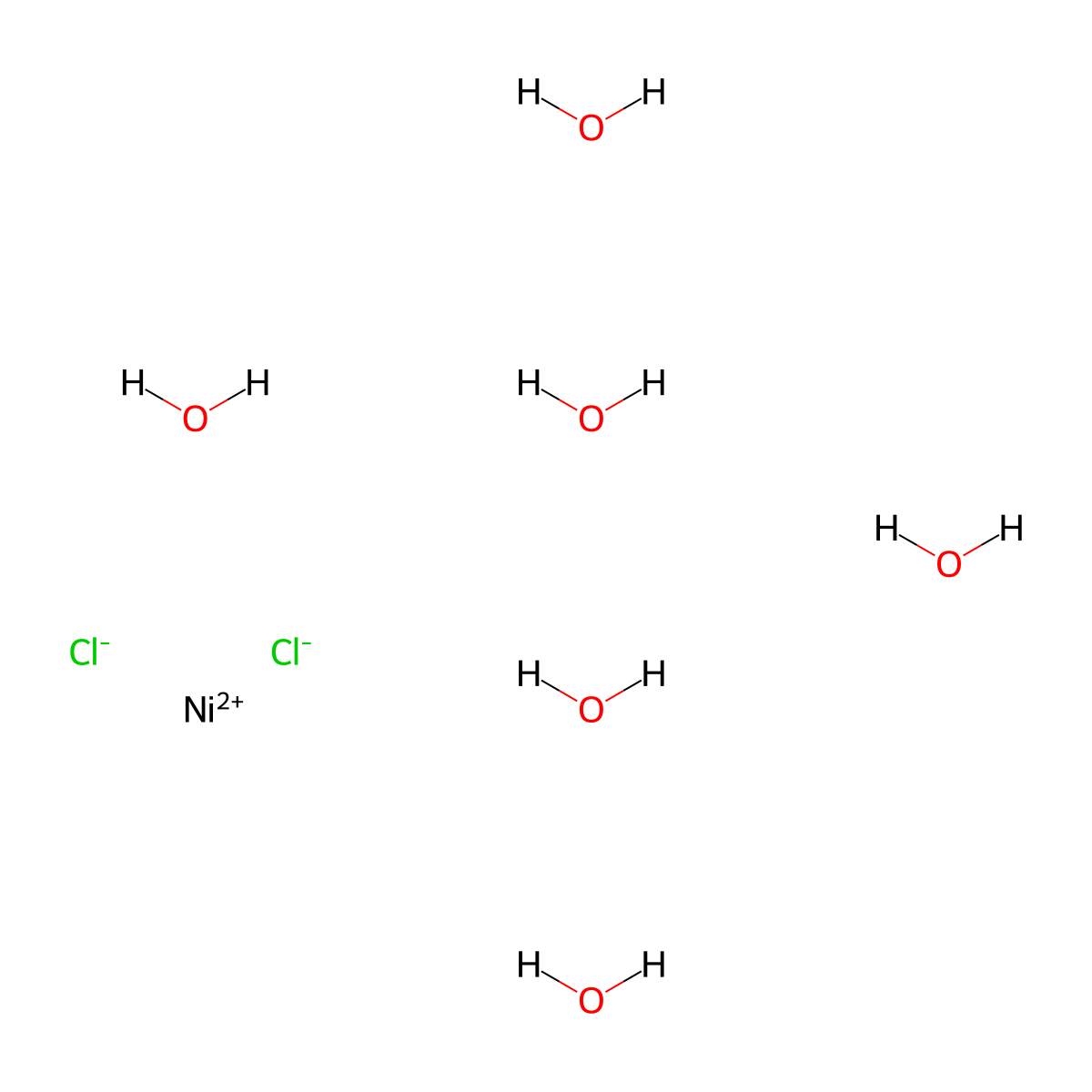 Nickel chloride hexahydrate molecular structure, CAS 7791-20-0