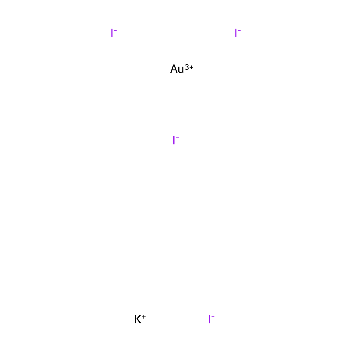 Gold potassium iodide molecular structure, CAS 7791-29-9