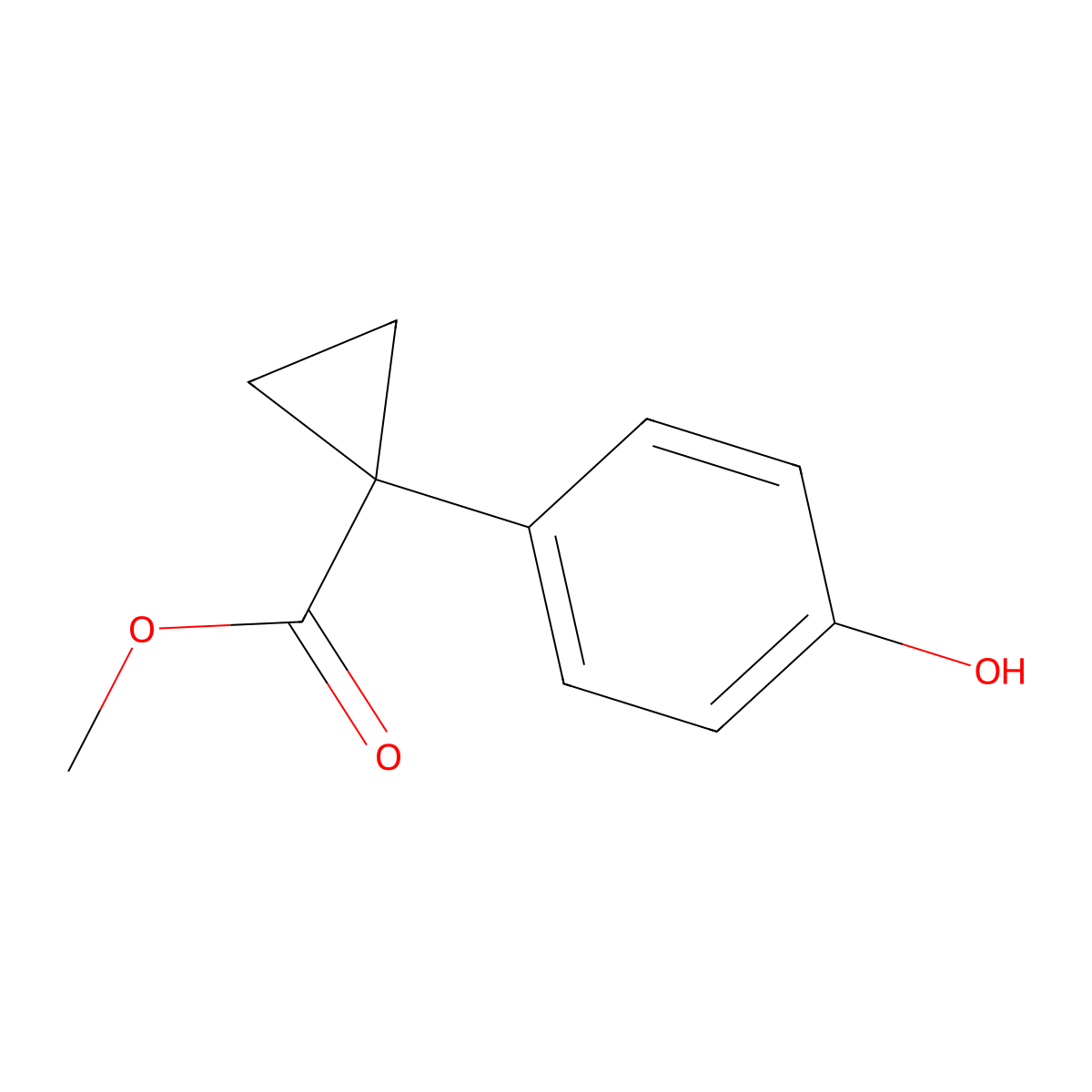 Methyl 1-(4-hydroxyphenyl)cyclopropane-1-carboxylate molecular structure, CAS 779199-69-8