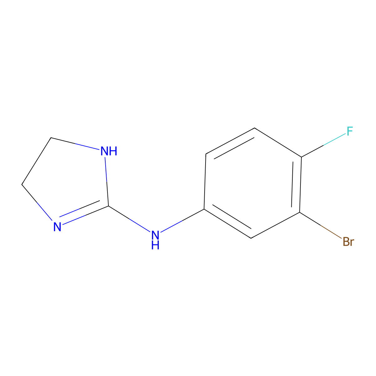 N-(3-bromo-4-fluorophenyl)-4,5-dihydro-1H-imidazol-2-amine molecular structure, CAS 779274-63-4
