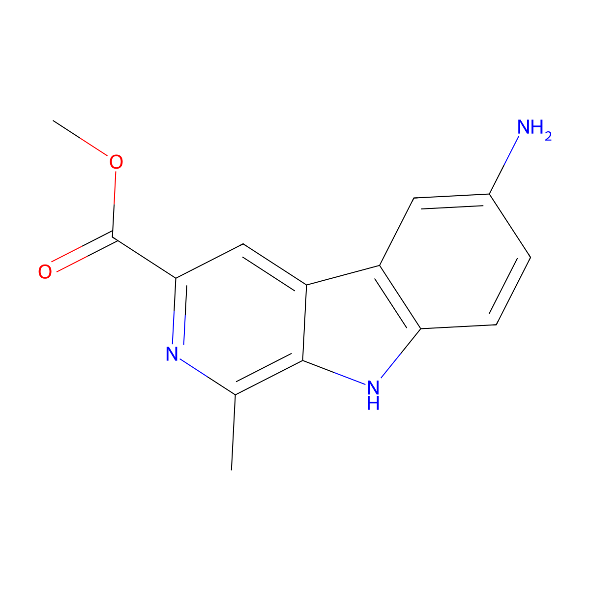 methyl 6-amino-1-methyl-9H-pyrido[3,4-b]indole-3-carboxylate molecular structure, CAS 779289-16-6