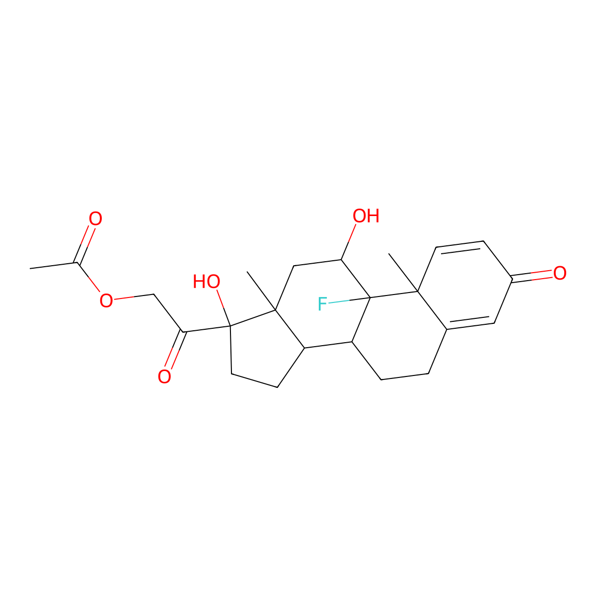 9-Fluoro-11,17,21-trihydroxypregna-1,4-diene-3,20-dione 21-acetate molecular structure, CAS 7793-38-6