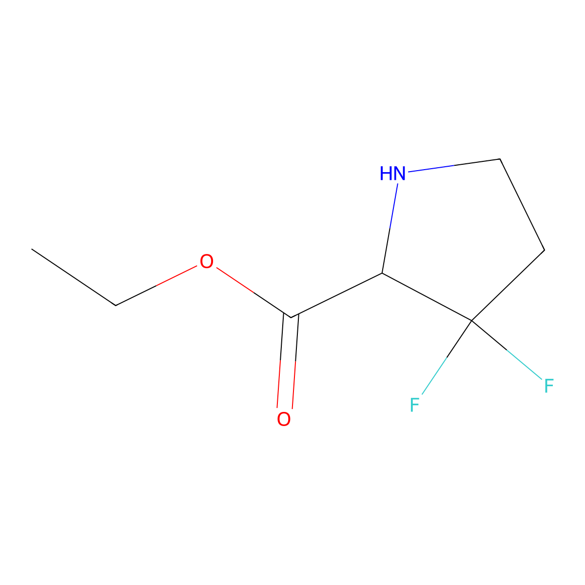 Ethyl 3,3-difluoropyrrolidine-2-carboxylate molecular structure, CAS 779301-37-0