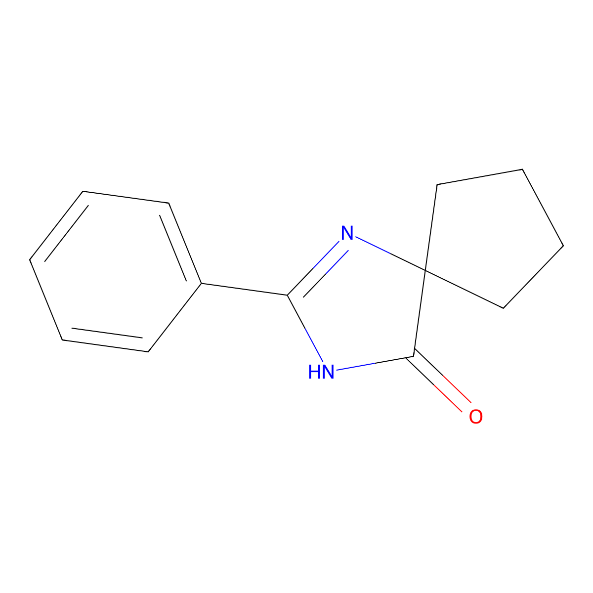 2-Phenyl-1,3-diazaspiro[4.4]non-1-en-4-one molecular structure, CAS 779309-80-7