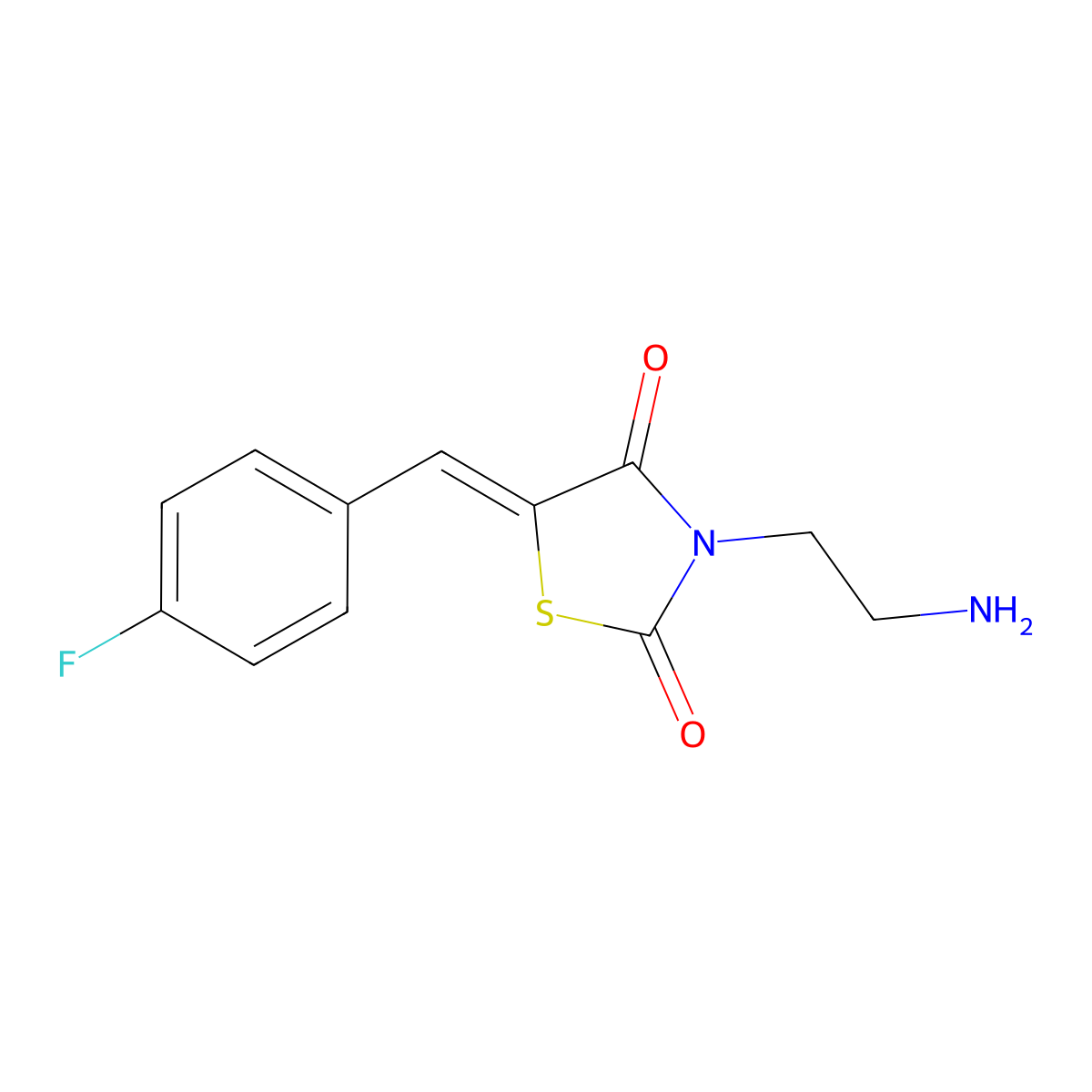 3-(2-Aminoethyl)-5-[(4-fluorophenyl)methylidene]-1,3-thiazolidine-2,4-dione molecular structure, CAS 779314-09-9