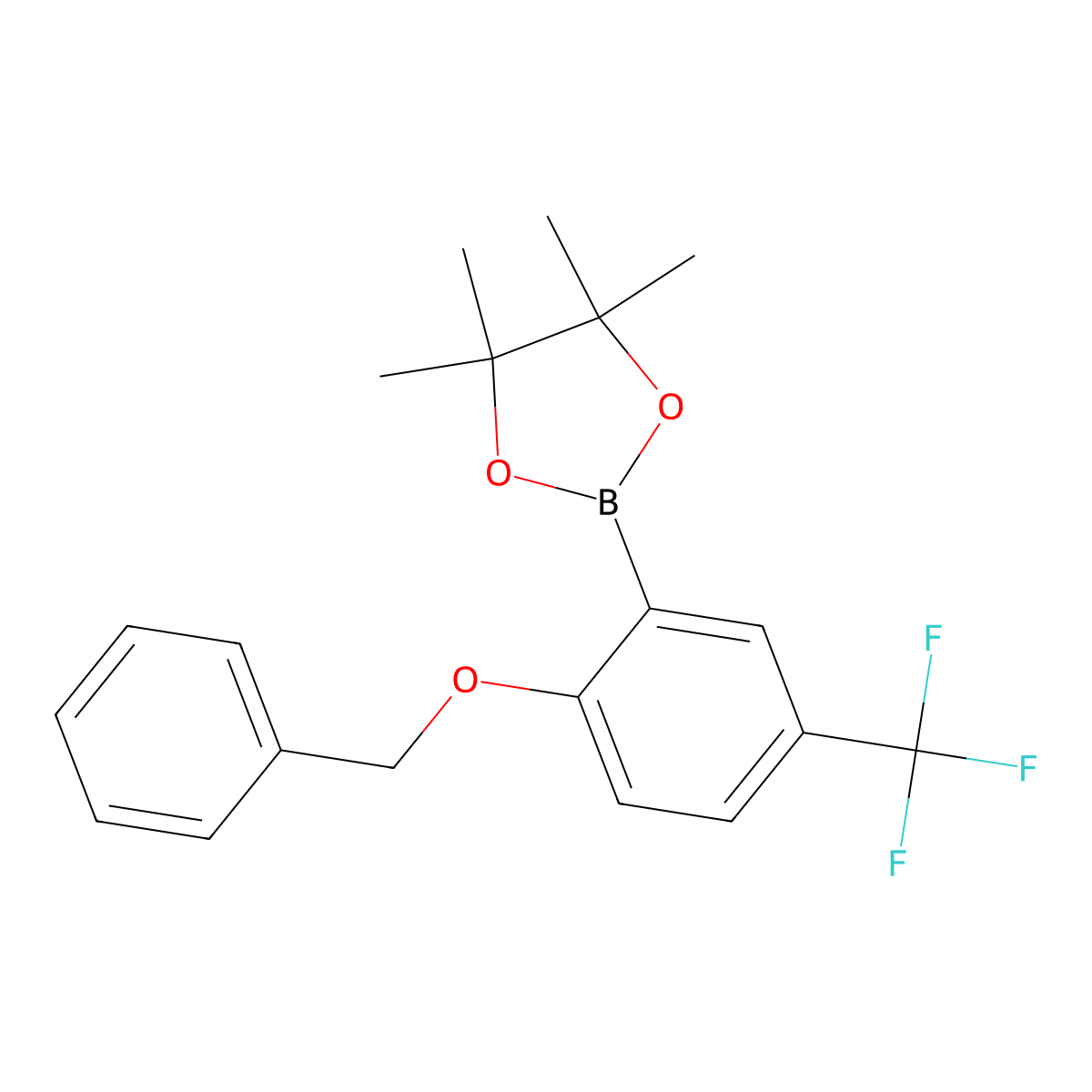 2-(2-(Benzyloxy)-5-(trifluoromethyl)phenyl)-4,4,5,5-tetramethyl-1,3,2-dioxaborolane molecular structure, CAS 779331-12-3