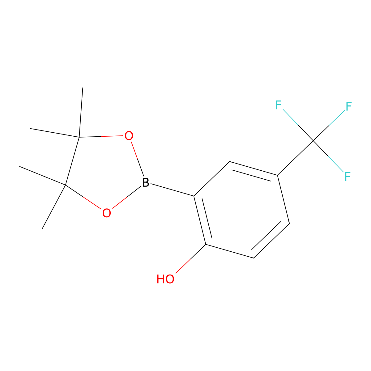2-(4,4,5,5-Tetramethyl-1,3,2-dioxaborolan-2-YL)-4-(trifluoromethyl)phenol molecular structure, CAS 779331-13-4