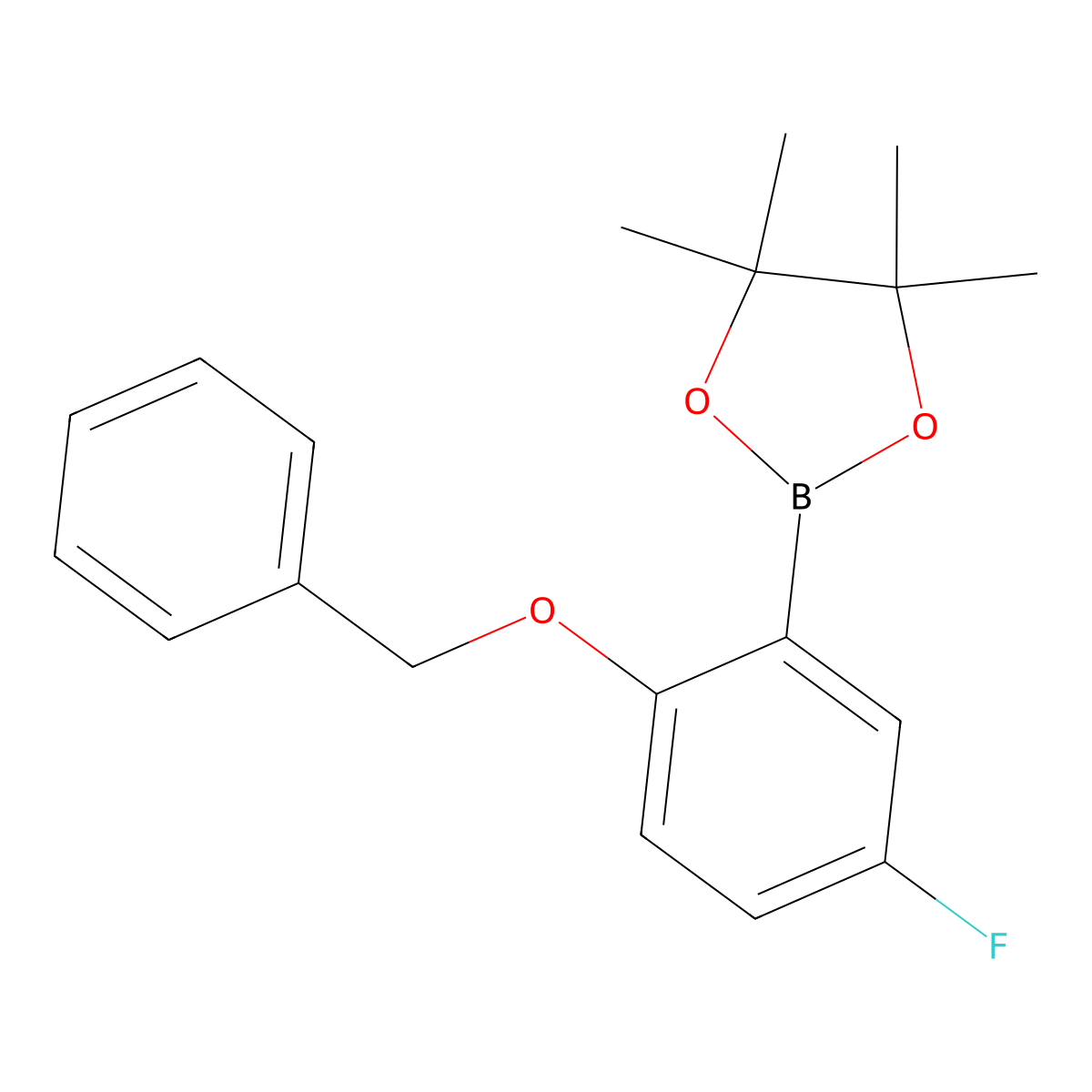 2-(2-(Benzyloxy)-5-fluorophenyl)-4,4,5,5-tetramethyl-1,3,2-dioxaborolane molecular structure, CAS 779331-48-5