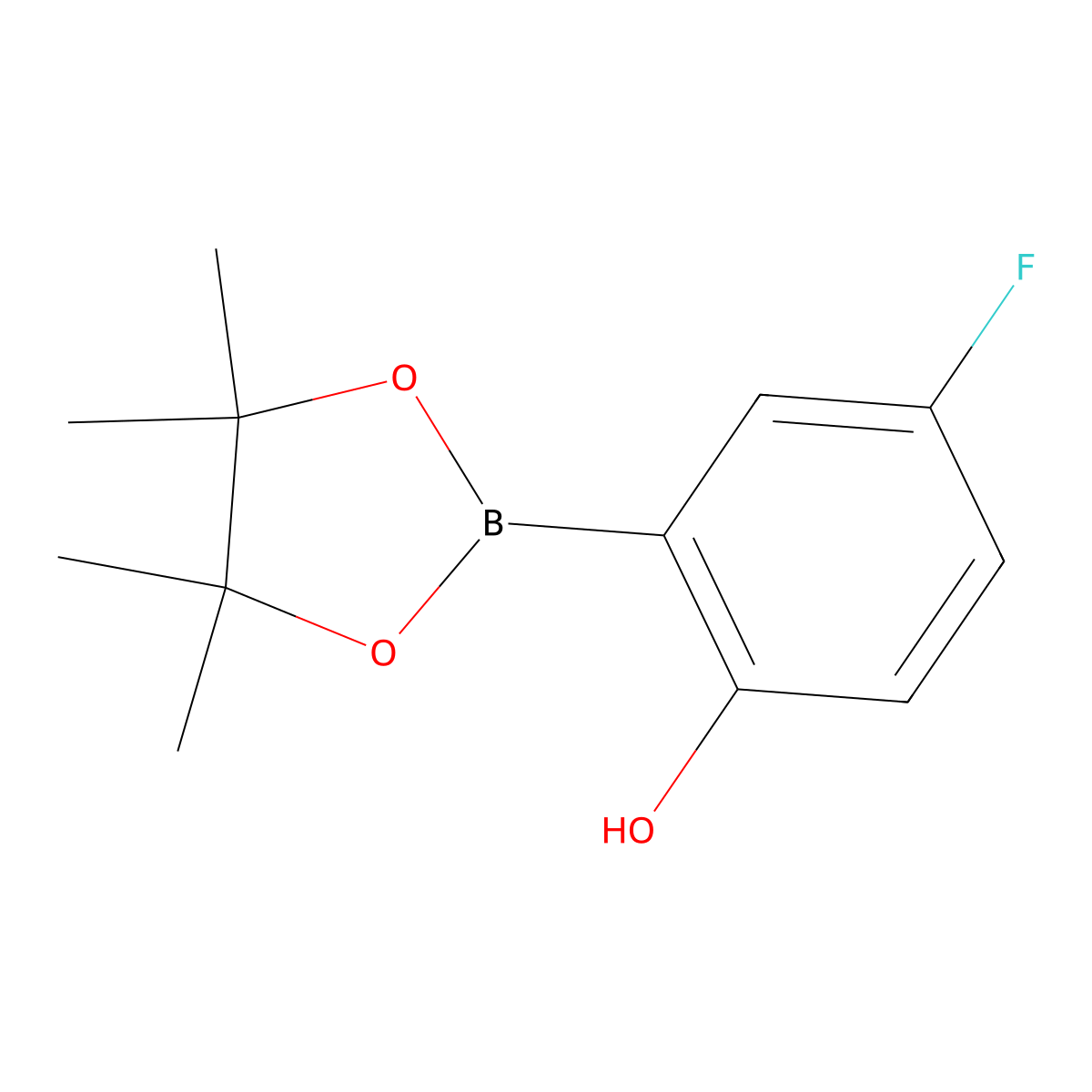 4-Fluoro-2-(4,4,5,5-tetramethyl-1,3,2-dioxaborolan-2-yl)phenol molecular structure, CAS 779331-49-6