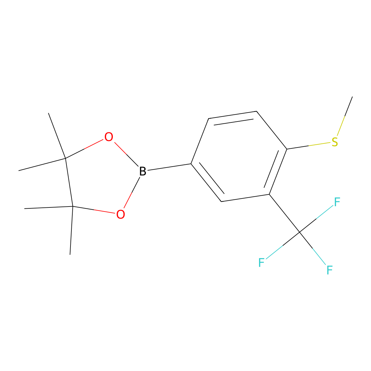 4-Methylthio-3-(trifluoromethyl)phenylboronic acid pinacol ester molecular structure, CAS 779331-59-8