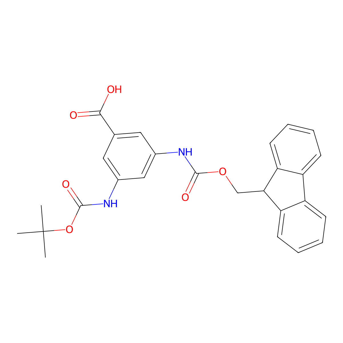 Boc-3-amino-5-(fmoc-amino)-benzoic acid molecular structure, CAS 779335-06-7