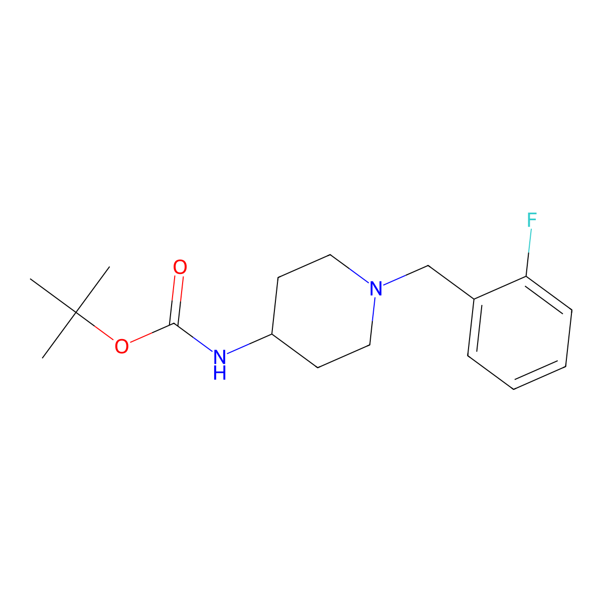 tert-Butyl 1-(2-fluorobenzyl)piperidin-4-ylcarbamate molecular structure, CAS 779339-09-2