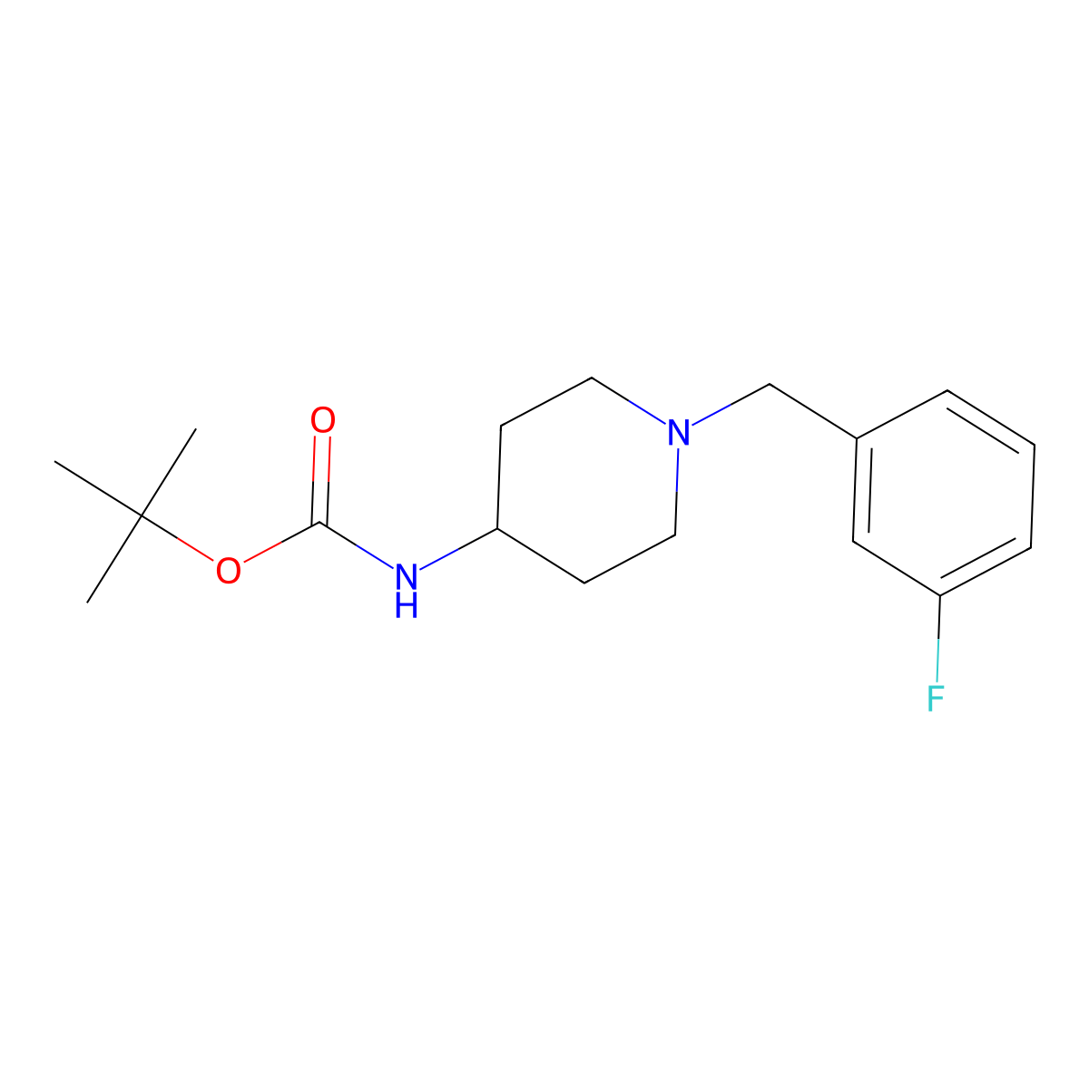 tert-Butyl 1-(3-fluorobenzyl)piperidin-4-ylcarbamate molecular structure, CAS 779339-10-5