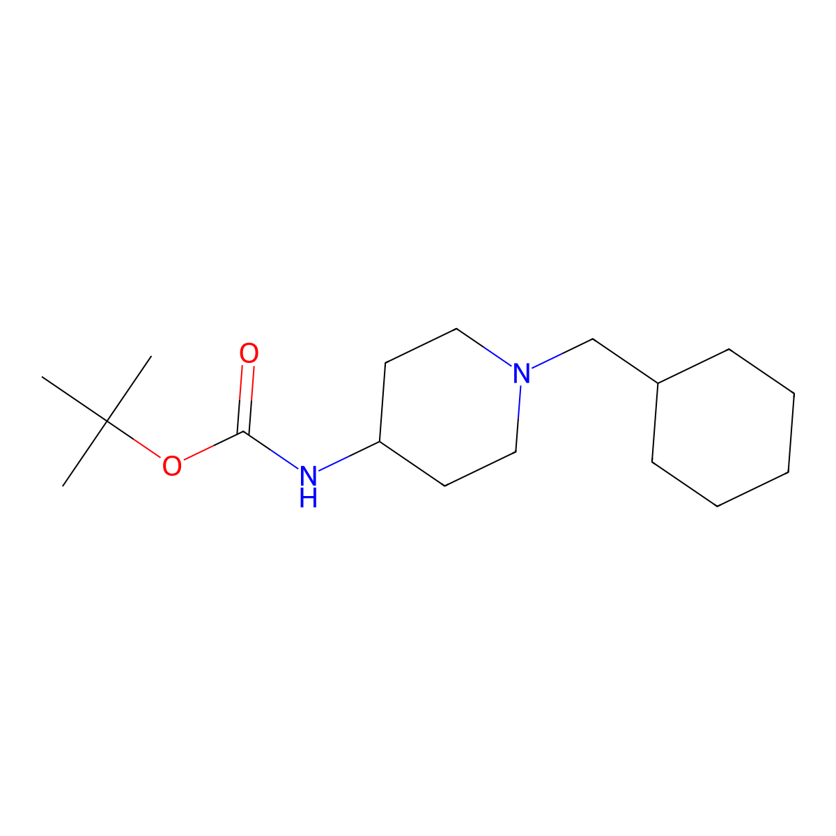 tert-Butyl 1-(cyclohexylmethyl)piperidin-4-ylcarbamate molecular structure, CAS 779339-14-9
