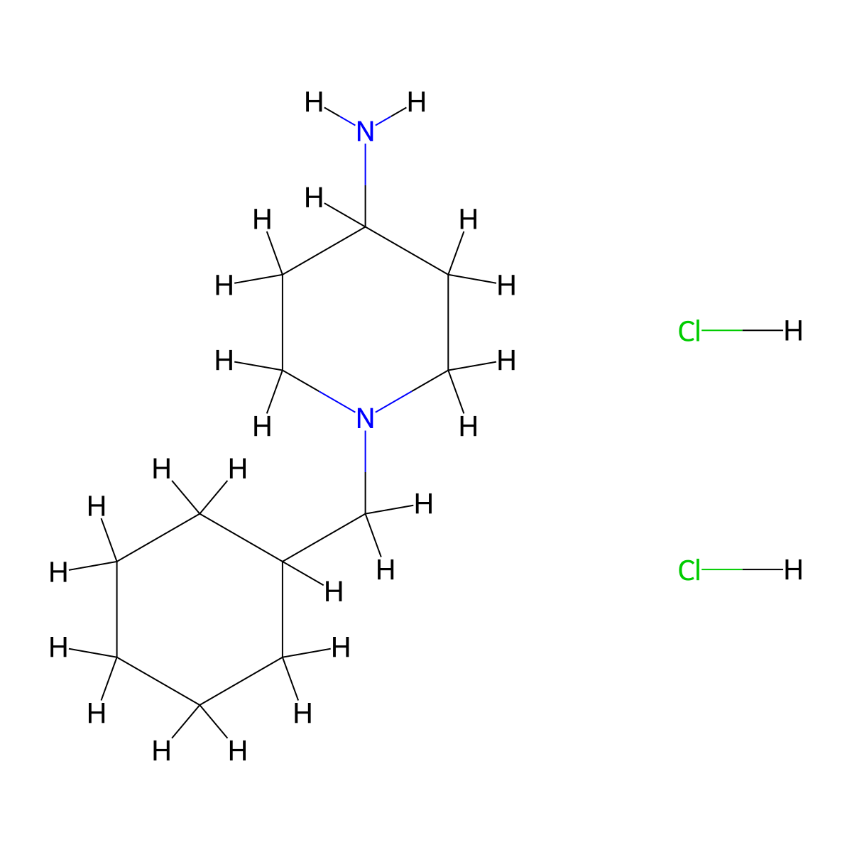 1-(Cyclohexylmethyl)piperidin-4-amine dihydrochloride molecular structure, CAS 779339-15-0