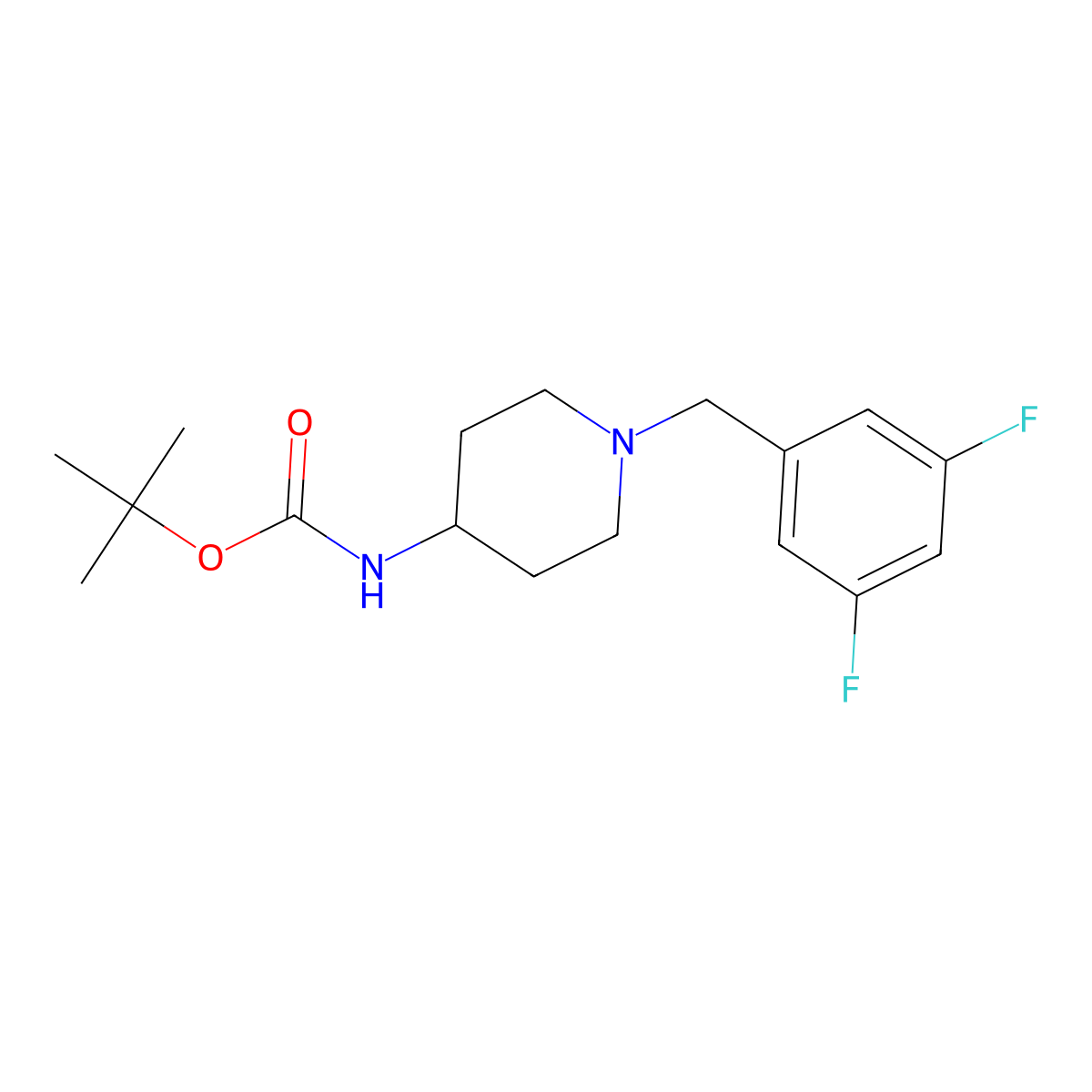 tert-Butyl 1-(3,5-difluorobenzyl)piperidin-4-ylcarbamate molecular structure, CAS 779339-16-1