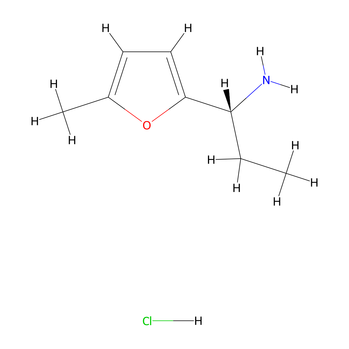 (R)-1-(5-methylfuran-2-yl)propan-1-amine hydrochloride molecular structure, CAS 779340-50-0