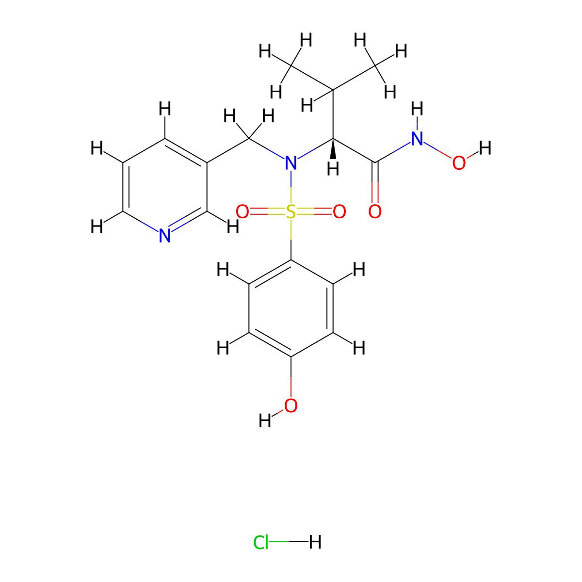 Bes(4-OH)-D-N(pyrid-3-ylmethyl)Val-NHOH.HCl molecular structure, CAS 779342-04-0