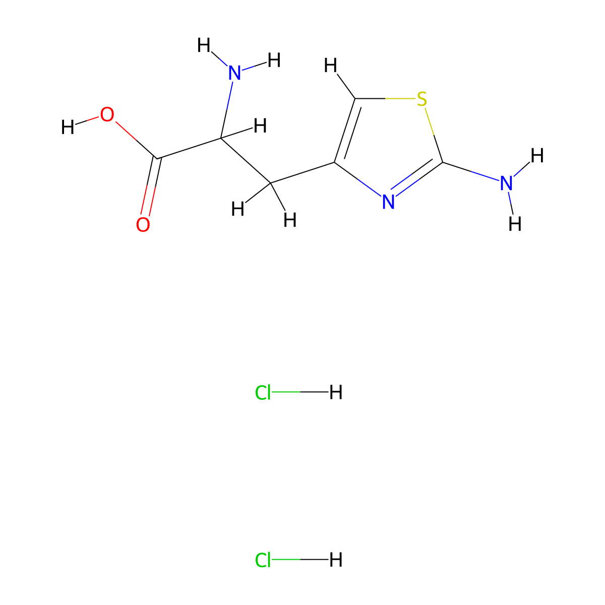 2-Amino-3-(2-amino-1,3-thiazol-4-yl)propanoic acid dihydrochloride molecular structure, CAS 77935-16-1