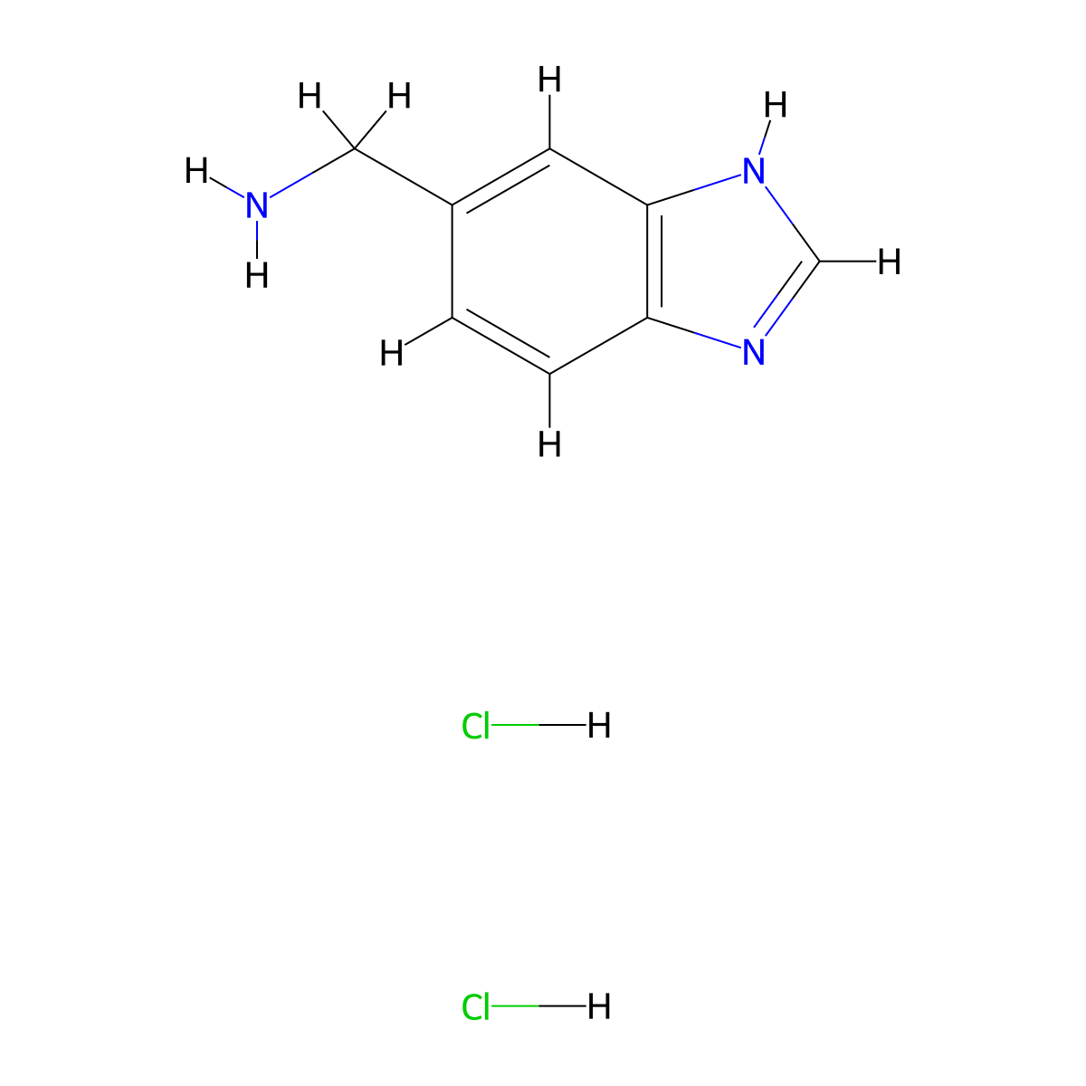 (1H-1,3-benzodiazol-5-yl)methanamine dihydrochloride molecular structure, CAS 779353-78-5