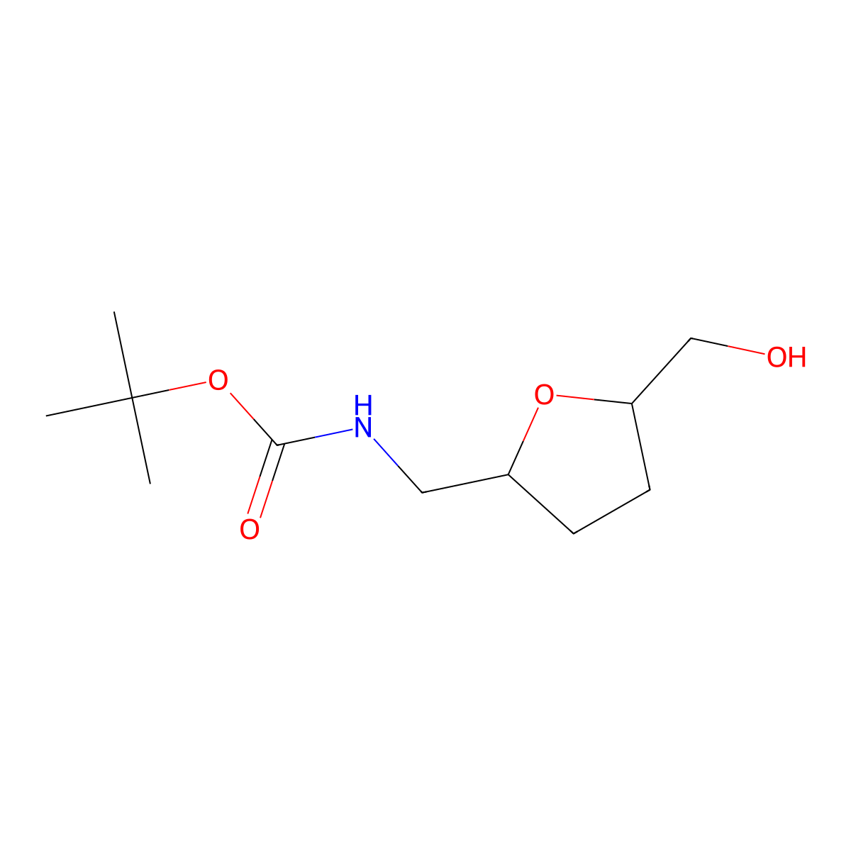 rac-tert-butyl N-{[(2R,5S)-5-(hydroxymethyl)oxolan-2-yl]methyl}carbamate molecular structure, CAS 779358-56-4