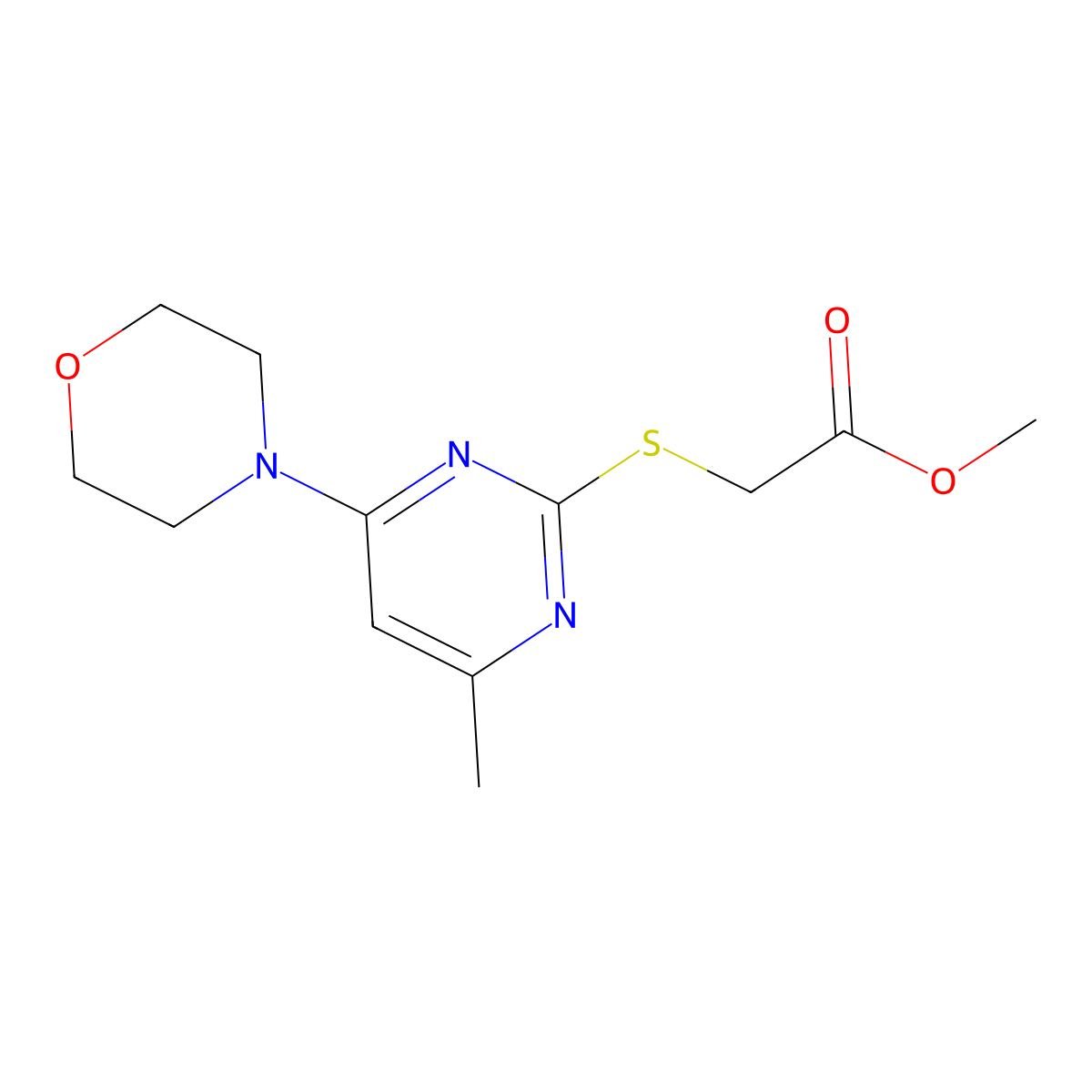 Methyl 2-{[4-methyl-6-(morpholin-4-YL)pyrimidin-2-YL]sulfanyl}acetate molecular structure, CAS 77940-22-8
