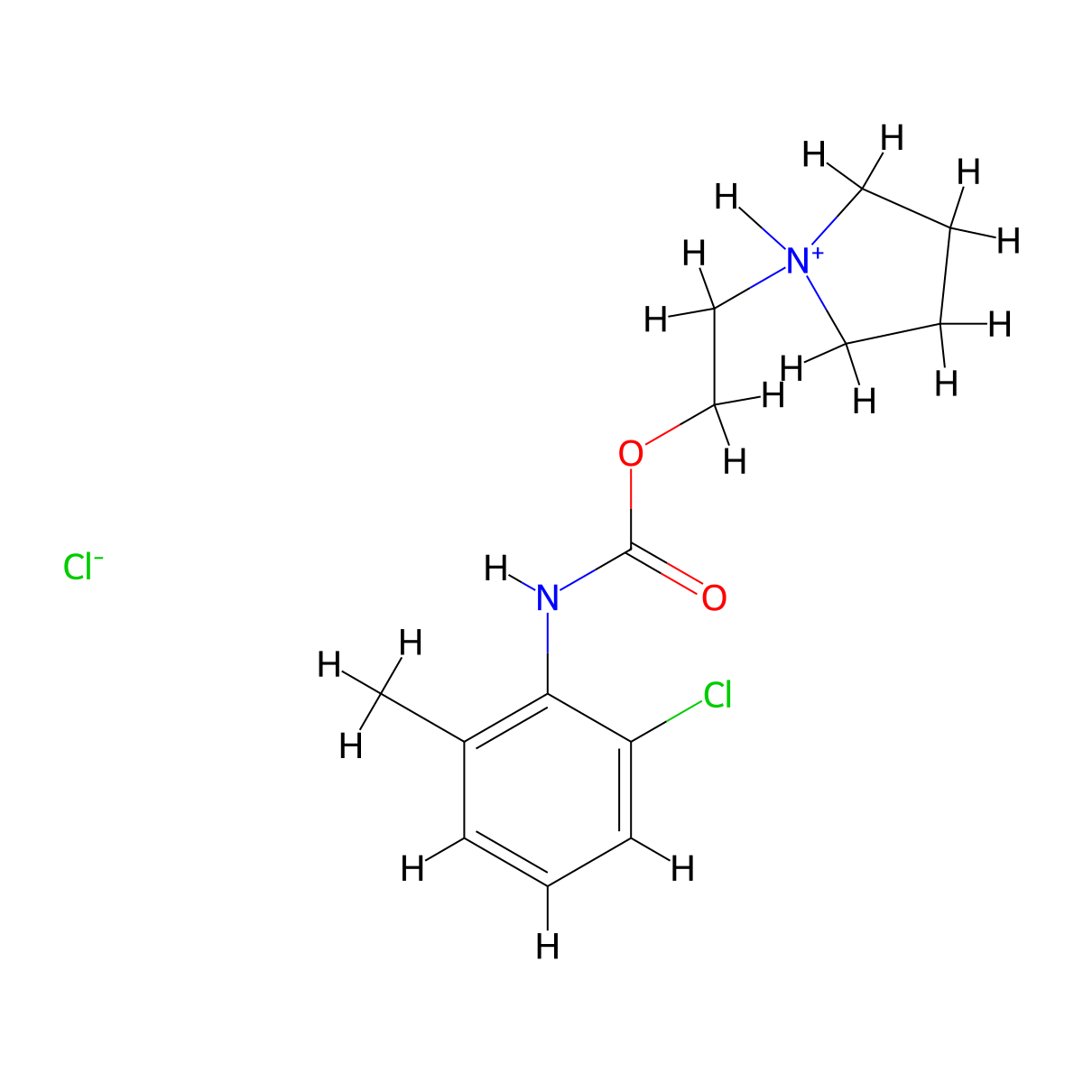Carbanilic acid, 2-chloro-6-methyl-, 2-(pyrrolidinyl)ethyl ester, hydrochloride molecular structure, CAS 77944-89-9