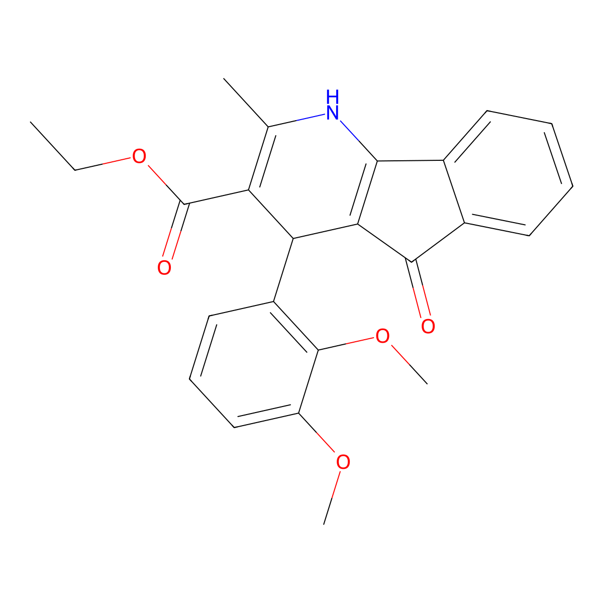 ethyl 4-(2,3-dimethoxyphenyl)-2-methyl-5-oxo-4,5-dihydro-1H-indeno[1,2-b]pyridine-3-carboxylate molecular structure, CAS 77948-01-7