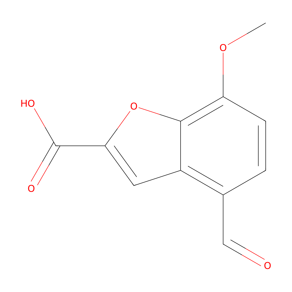 4-Formyl-7-methoxy-1-benzofuran-2-carboxylic acid molecular structure, CAS 7795-71-3