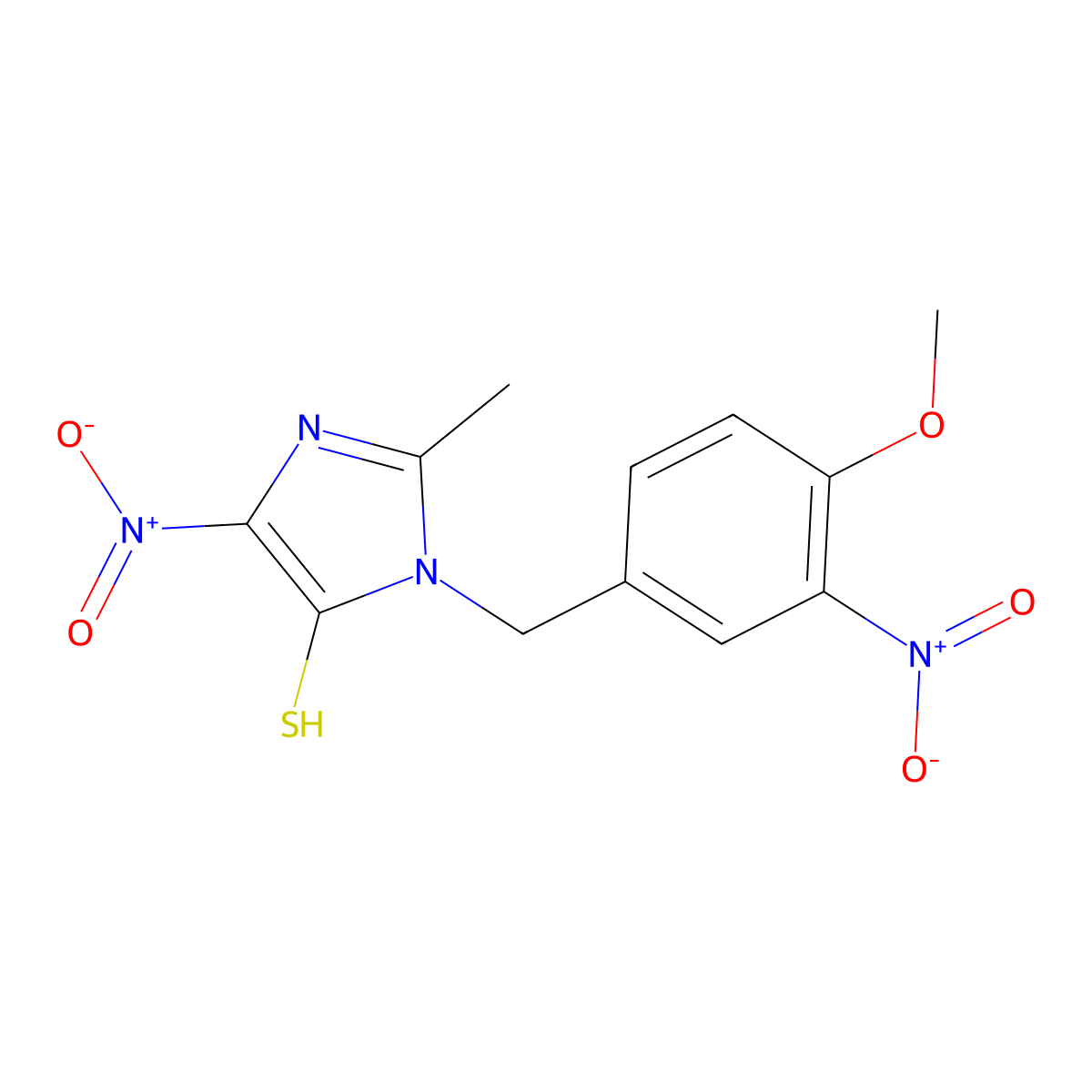3-[(4-Methoxy-3-nitrophenyl)methyl]-2-methyl-5-nitroimidazole-4-thiol molecular structure, CAS 77952-71-7